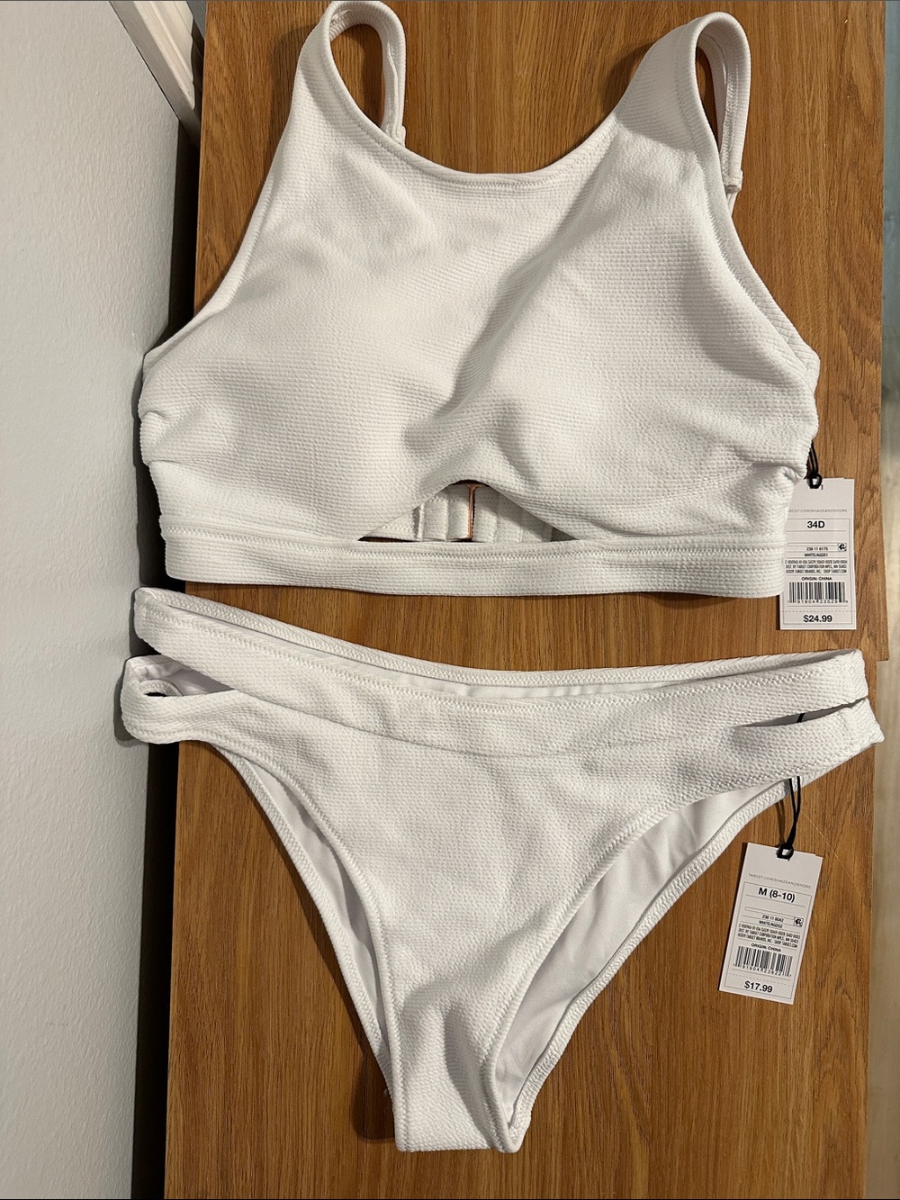 Shade & Shore White Textured High-Neck Bikini Set